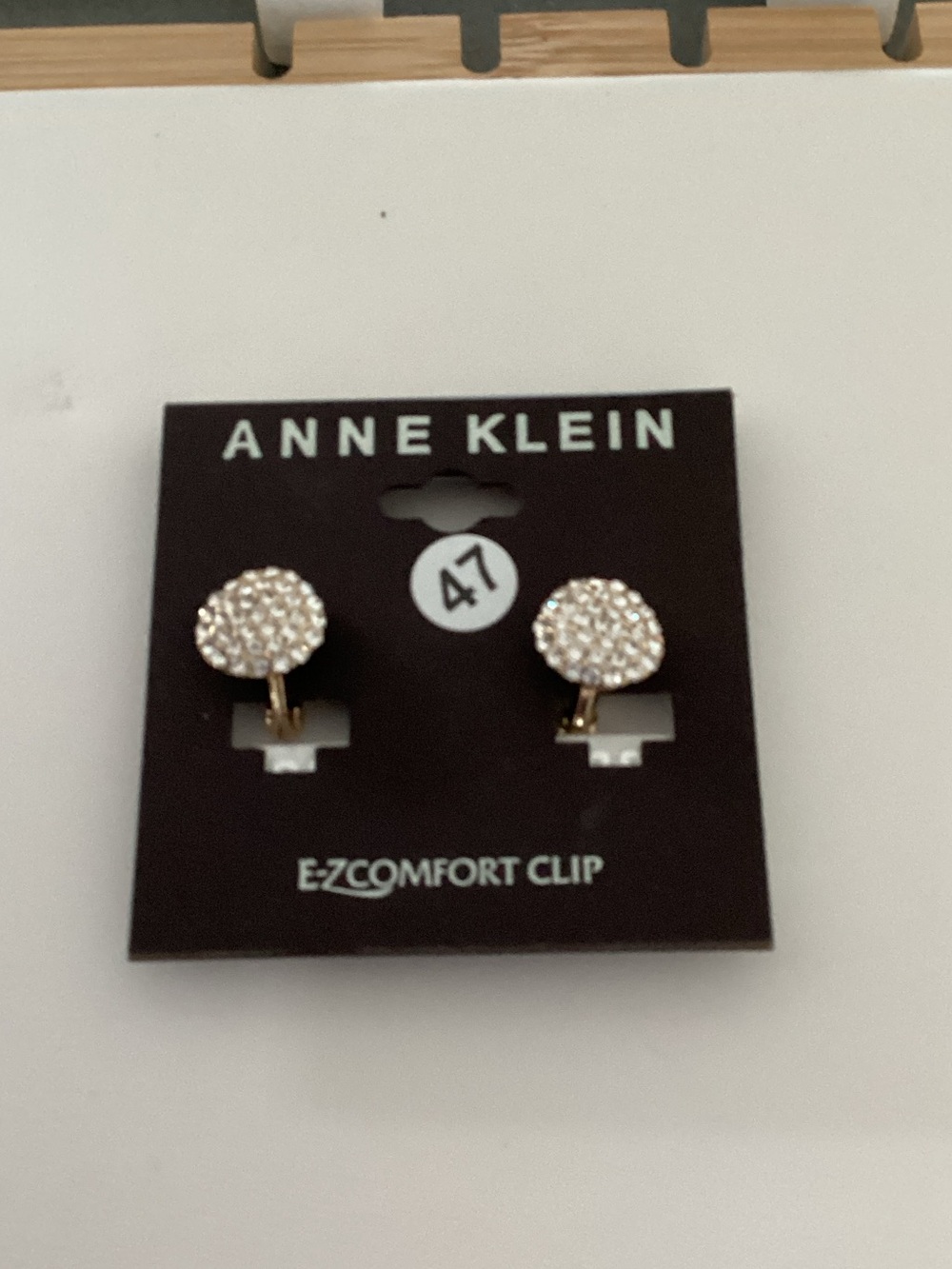 Anne Klein Gold-Tone Round Pavé Clip-On Earrings